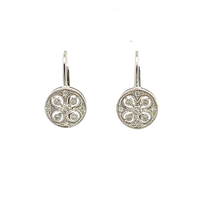 14K White Gold .12ctw Vintage Style Diamond Drop Earrings 14K White Gold .12ctw Vintage Style Diamond Drop Earrings