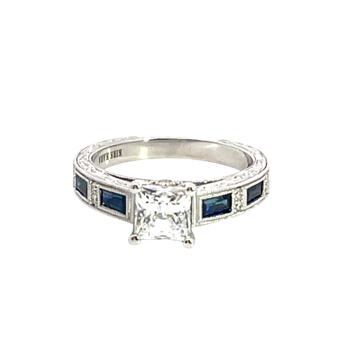 Kirk Kara 18K White Gold 1.07ctw Diamond and Sapphire Ring with GIA 2235792992 Princess 1.01 GVS1 EXEX None Kirk Kara 18K White Gold 1.07ctw Diamond and Sapphire Ring with GIA 2235792992 Princess 1.01 GVS1 EXEX None