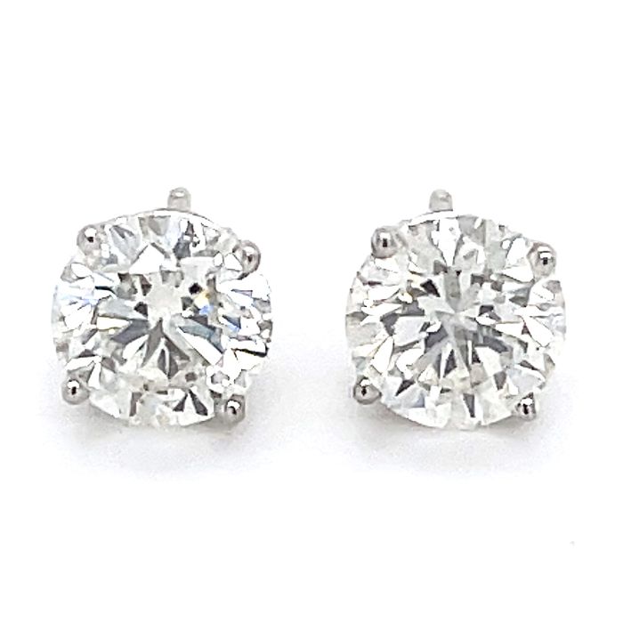 14K White Gold 1.18ctw Diamond Stud Earrings GIA 5231504178 Round DSI1 EXEXEX Faint, GIA 5232506524 ESI1 EXEXEX Medium 14K White Gold 1.18ctw Diamond Stud Earrings GIA 5231504178 Round DSI1 EXEXEX Faint, GIA 5232506524 ESI1 EXEXEX Medium