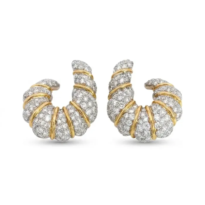 18K Yellow Gold and White Gold 7/1ctw Pave Earrings 18K Yellow Gold and White Gold 7/1ctw Pave Earrings