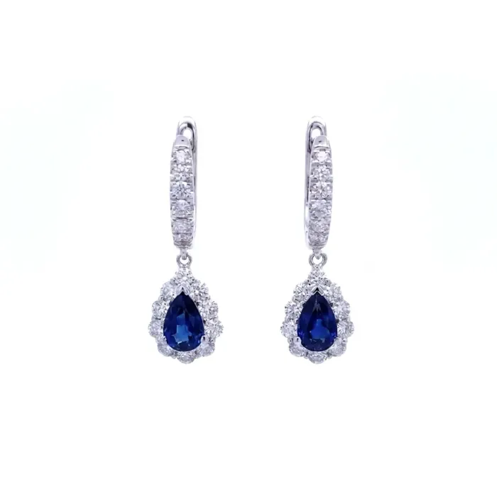 18k White Gold .82ctw Diamond 1.21ctw Sapphire Earrings 18k White Gold .82ctw Diamond 1.21ctw Sapphire Earrings