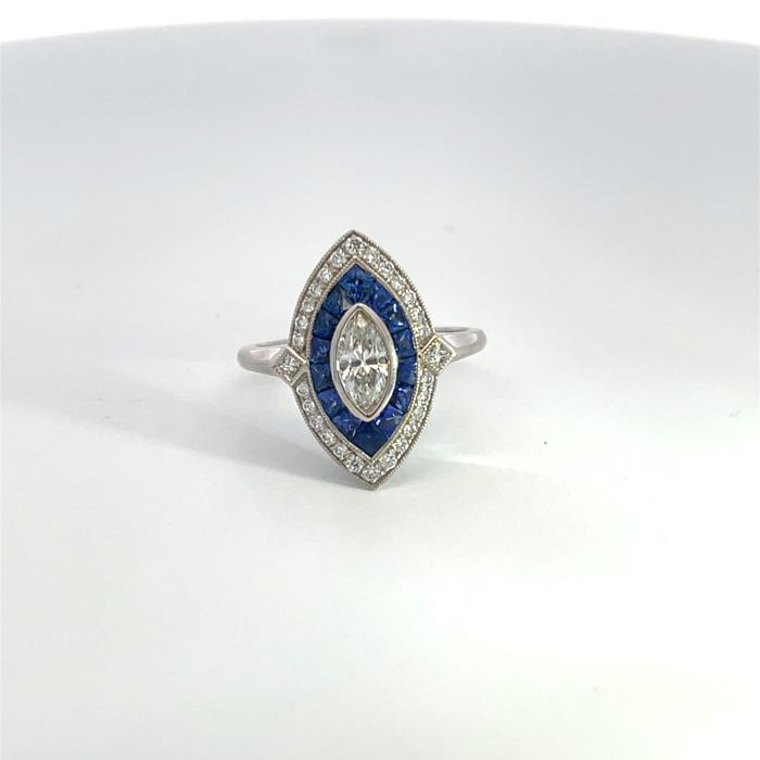 18K White Gold .2ctw Diamond .88ctw Sapphire .37ctw Diamond Rings 18K White Gold .2ctw Diamond .88ctw Sapphire .37ctw Diamond Rings