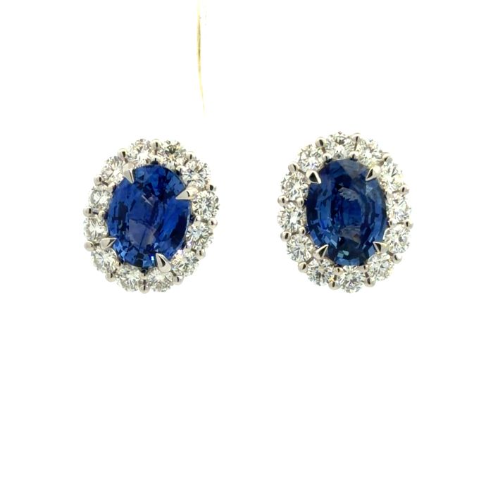 18K White Gold 1.52ctw Diamond 3.82ctw Sapphire Earrings 18K White Gold 1.52ctw Diamond 3.82ctw Sapphire Earrings
