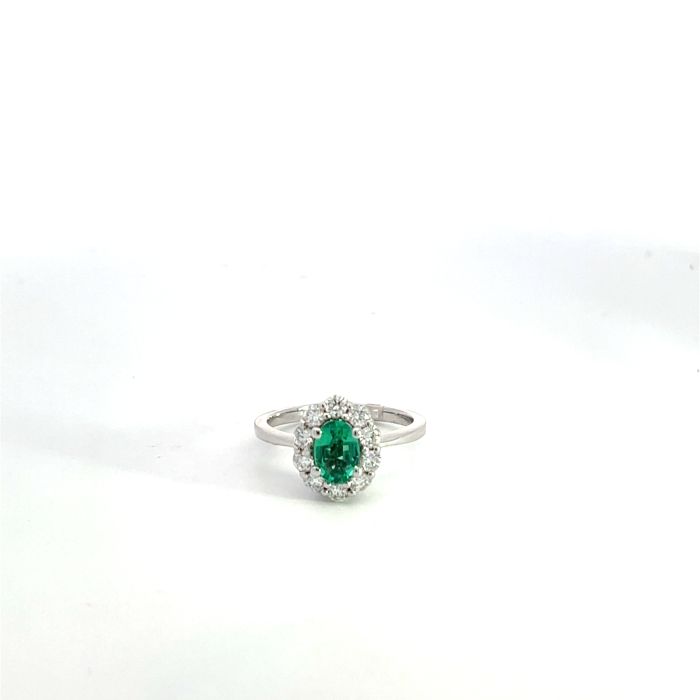 18K White Gold .8ctw Diamond .62ctw Emerald Rings 18K White Gold .8ctw Diamond .62ctw Emerald Rings