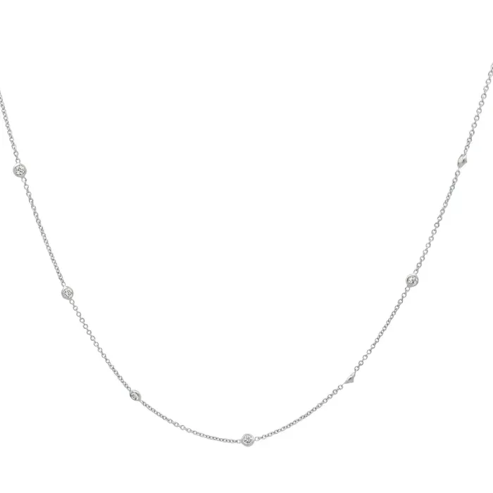 14K White Gold 1/1ctw Diamond by the Yard Necklace 18" 12 stations 14K White Gold 1/1ctw Diamond by the Yard Necklace 18" 12 stations