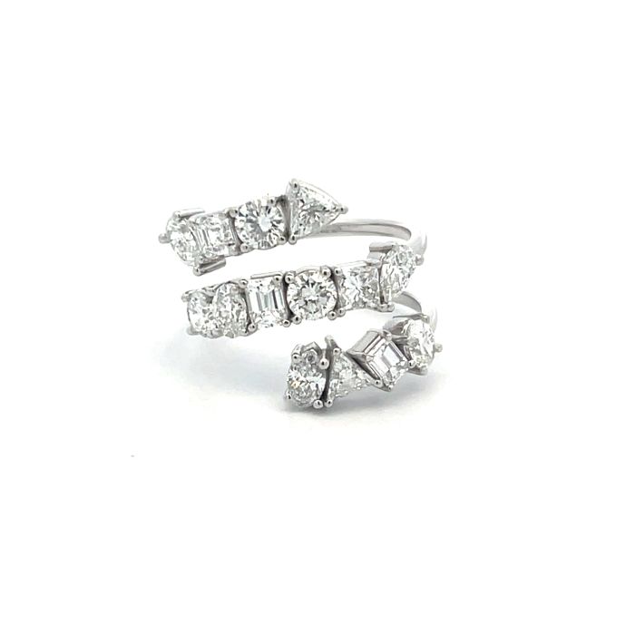 14K White Gold 2.48ctw Diamond 3 Row Mix Shape Ring 14K White Gold 2.48ctw Diamond 3 Row Mix Shape Ring