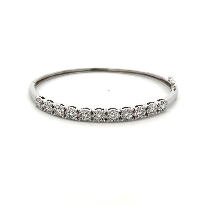 14K White Gold 1 1/2ctw Diamond cluster Bangle Bracelet 14K White Gold 1 1/2ctw Diamond cluster Bangle Bracelet