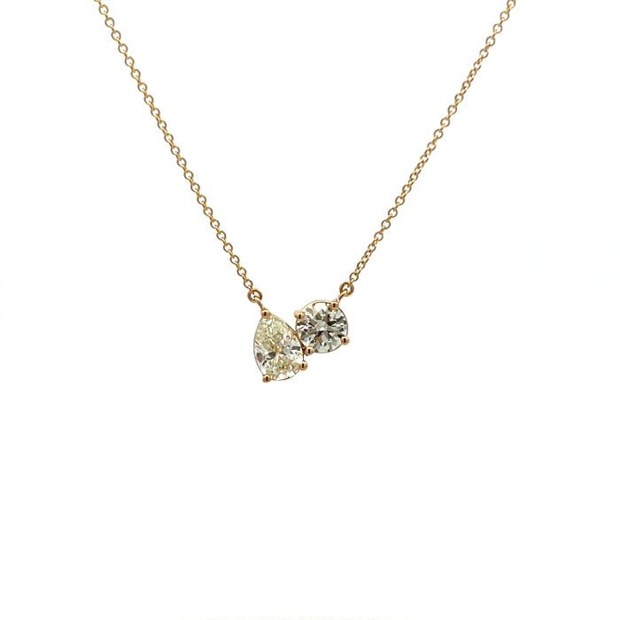 14K Yellow Gold 1.23ctw Diamond Pear Shapen and Round Pendant GIA Certfied 14K Yellow Gold 1.23ctw Diamond Pear Shapen and Round Pendant GIA Certfied