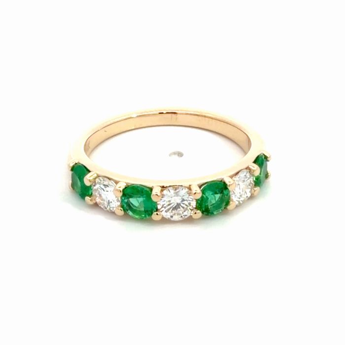 14K Yellow Gold 7 Stone Diamond and Emerald Band, 0.55ctw diamonds and 0.65ctw Emeralds 14K Yellow Gold 7 Stone Diamond and Emerald Band, 0.55ctw diamonds and 0.65ctw Emeralds