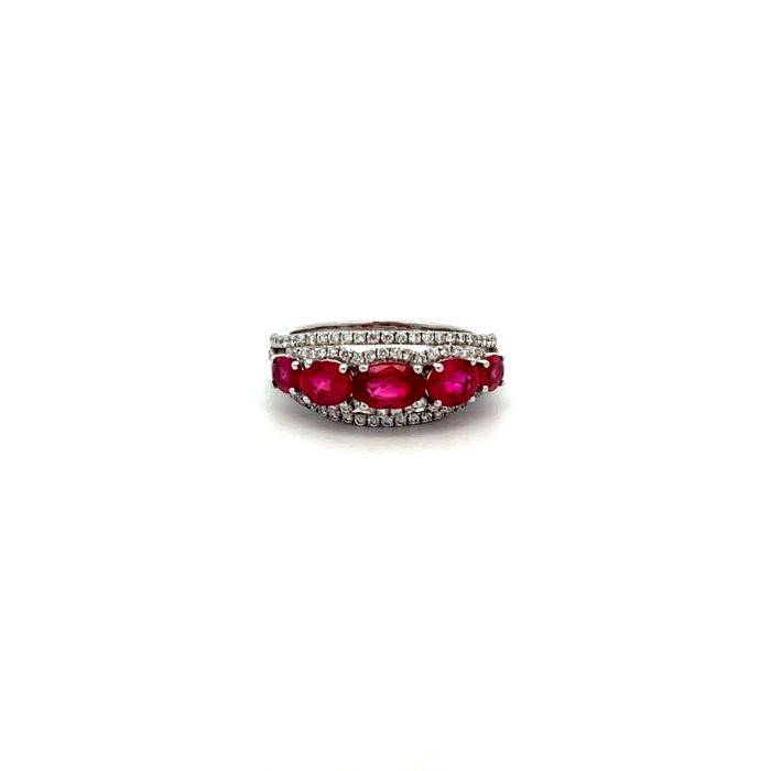 18K White Gold 0.49ctw Diamond 1.97ctw Ruby Ring Size 6 18K White Gold 0.49ctw Diamond 1.97ctw Ruby Ring Size 6