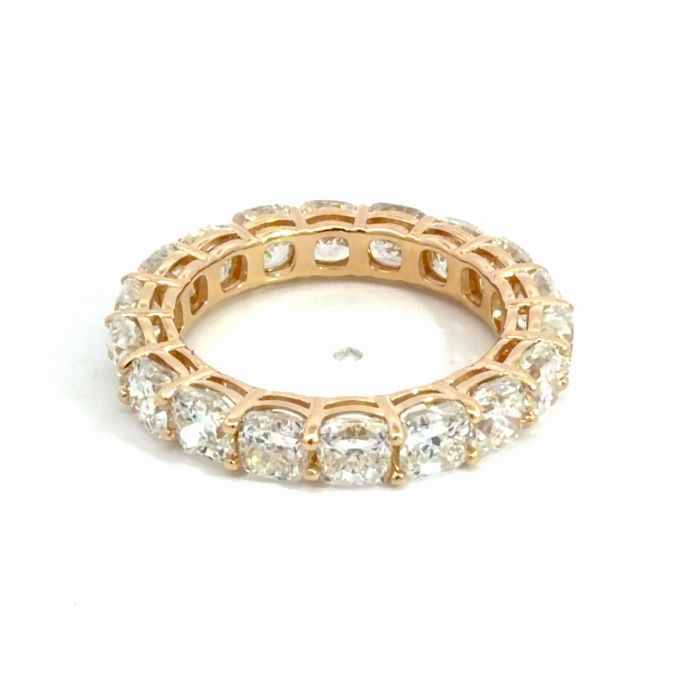 14K Yellow Gold 5.63ctw Cushion Diamond Eternity ring size 6.5 14K Yellow Gold 5.63ctw Cushion Diamond Eternity ring size 6.5