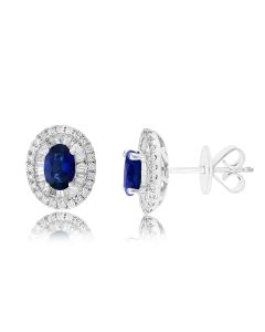 18K White Gold Earrings with 0.65ctw Diamonds and 1.08ctw Sapphires