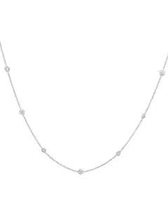 14K White Gold 2/1ctw Diamond by the Yard Necklace 18" 12 stations