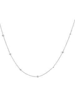 14K White Gold 1/1ctw Diamond by the Yard Necklace 18" 12 stations
