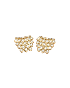 14K Yellow Gold 2.94ctw Diamond Scallop Small Fashion Earrings