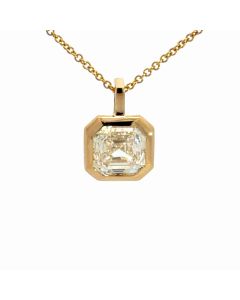 18K Yellow Gold Bezel Pendant 2.01ct Asscher Diamond GIA 1232484005 2.01 KVVS2 EXEX None