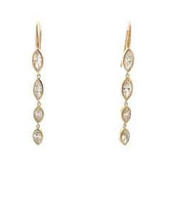 14K White Gold 3.37ctw Marquise Diamond Bezel Dangle Earrings