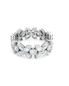 18K White Gold 2.79ctw Diamond Marquise flower cluster Eternity band