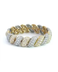 18K Yellow Gold and Platinum 25/1ctw Diamond Pave Bracelet