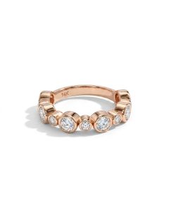 14K Yellow Gold 1.31ctw Diamond Bezel set Alternating Band