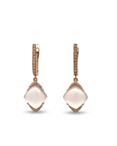 18K Rose Gold 1/4ctw Diamond and Pink Gemstones Dangle Earrings