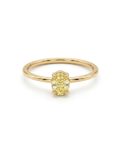 18K Yellow Gold Diamond Solitaire Ring with GIA 2316998134 Oval 0.51 Fancy Yellow I1 EXVG Faint
