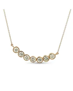 14K Yellow Gold 1.82ctw Diamond Bezel 7-Stone Smile Necklace