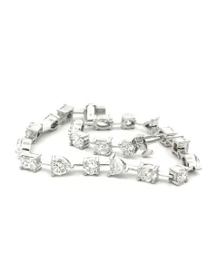 14K White Gold 7.56ctw Fancy Shape Diamond Bracelet 21 stones