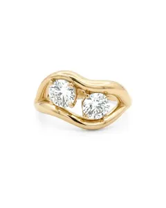 18K Yellow Gold 1.43ctw Diamond Fashion Ring GIA 1232923582 Round .70 ISI1 EXEXEX None GIA 6233923859 Round .73 ISI2 EXEXEX None