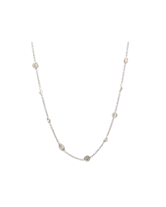 14K White Gold 3.89ctw Diamond by the Yard Mix Shape Necklace 18" 20 stations
