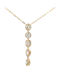 14K Yellow Gold 3.72ctw Diamond Mix Shape Bezel Dangle Pendant