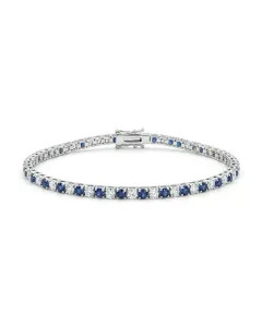 14K White Gold Diamond and Sapphire Tennis bracelet wiht 2.19ctw diamonds and 3.07ctw sapphires