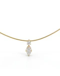 14K White Gold 1.87ctw Diamond Marquise and Round Bar Drop Pendant Small Omega Chain
