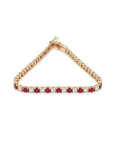 14K Yellow Gold 3.13ctw Diamond and 3.80ctw Ruby Tennis Bracelet