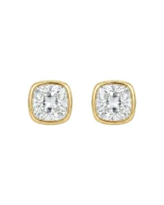 18K Yellow Gold 1.65ctw Diamond Cushion Bezel Earrings