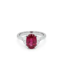 PLATINUM 0.41ctw Diamond and 3.06ctw Ruby Engagement ring