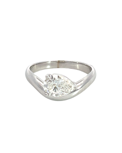 14K White Gold 1.54ctw Diamond Pear Shaped Solitaire Curved Ring GIA 5232961952 Pear 1.54 GI1 EXVG None