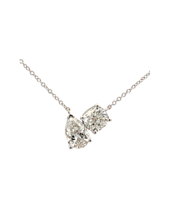 14K White Gold 1.18ctw Diamond Pear Shape and 2.14ct Sapphire Pear Shape Pendant GIA 2235963670 Round 1.18 GI1 VGEXEX None