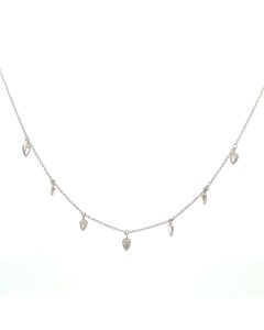 14K White Gold 1.57ctw Pear Diamond 7-Stone Dangle Necklace