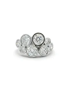 18K White Gold 3.16ctw Diamond Bubble Ring