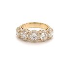 14K Yellow Gold 1 5/8ctw Diamond 5-stone Halo Ring
