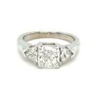 18K White Gold 2.29ctw Radiant Diamond and Trillion 3-stone Ring Containing GIA 12251858 Radiant 1.73 FVS2 VGGD none