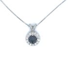 14K White Gold 1/4ctw Diamond Pendant with 3/4ct Black Diamond