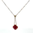 18K Yellow Gold Necklace with 0.07ctw Diamonds and 1.30ctw Rubies