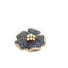18K Yellow Gold 1 1/2ctw Diamond and Sapphire Flower Brooch