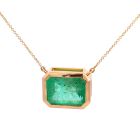 18K Yellow Gold 9.40ctw Natural Colombian Emerald Bezel Pendant