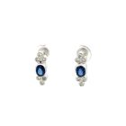 18K White Gold 1/4ctw Diamond and Sapphire Oval Earrings