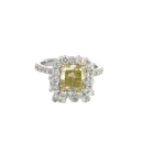 18K White Gold 4.00ctw Diamond with GIA Radiant 2.08 Fancy Yellow VS1 VGVG Strong