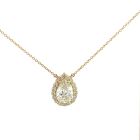 18K Yellow Gold 2.31ctw Diamond pendant with 2.01ctw Pear HI1 EXEX None GIA 6234339020 and 0.31ctw halo