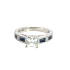Kirk Kara 18K White Gold 1.07ctw Diamond and Sapphire Ring with GIA 2235792992 Princess 1.01 GVS1 EXEX None